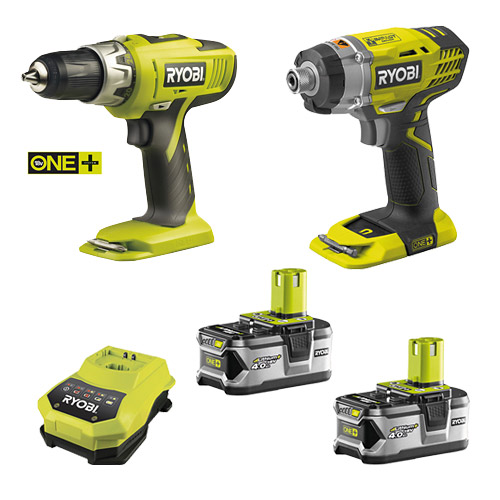 Ryobi 4.0Ah Twin Pack Hammer Drill & Impact Driver kit