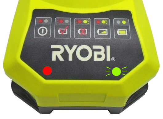 Ryobi charger flashing green