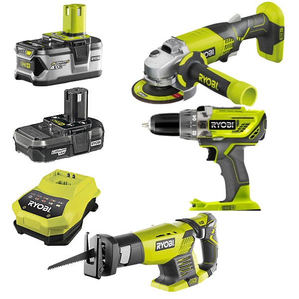 Ryobi R18AG-3GKIT One+ 3 Item Kit (R18AG0, RRS1801M, R18PD3)
