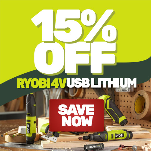 15% OFF Ryobi USB Lithium 4V Tools