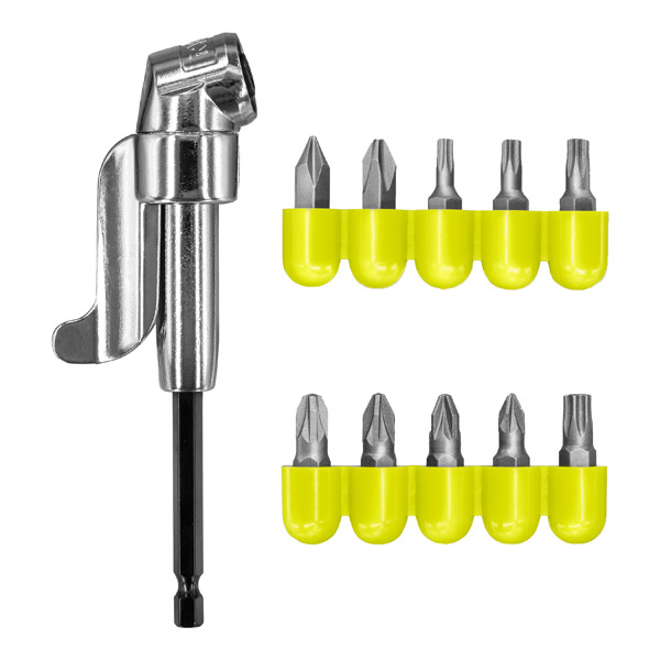 Ryobi Right Angle Drill Adapter and Bit Set RAKRAD11